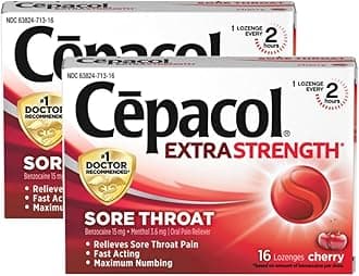 Cepacol Maximum Strength Throat Drop Lozenges, Cherry, 16 Count (Pack of 2)