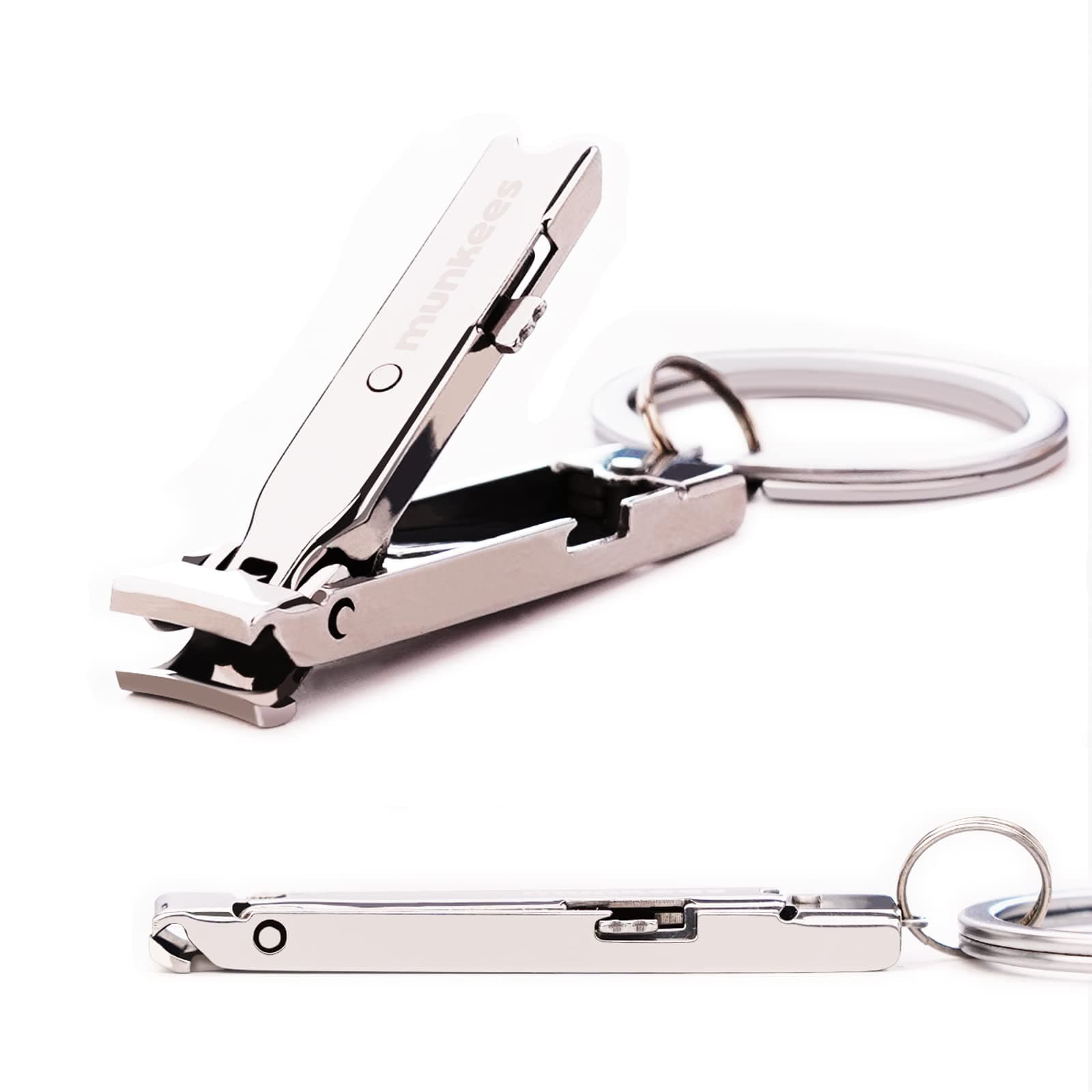 Ultra-Thin Nail Clippers Keychain, Mini Foldable Nail Cutter with Key Ring, Small Portable Stainless Steel Pocket Manicure Set for Travel, Camping, & Outdoors (1-Pack)