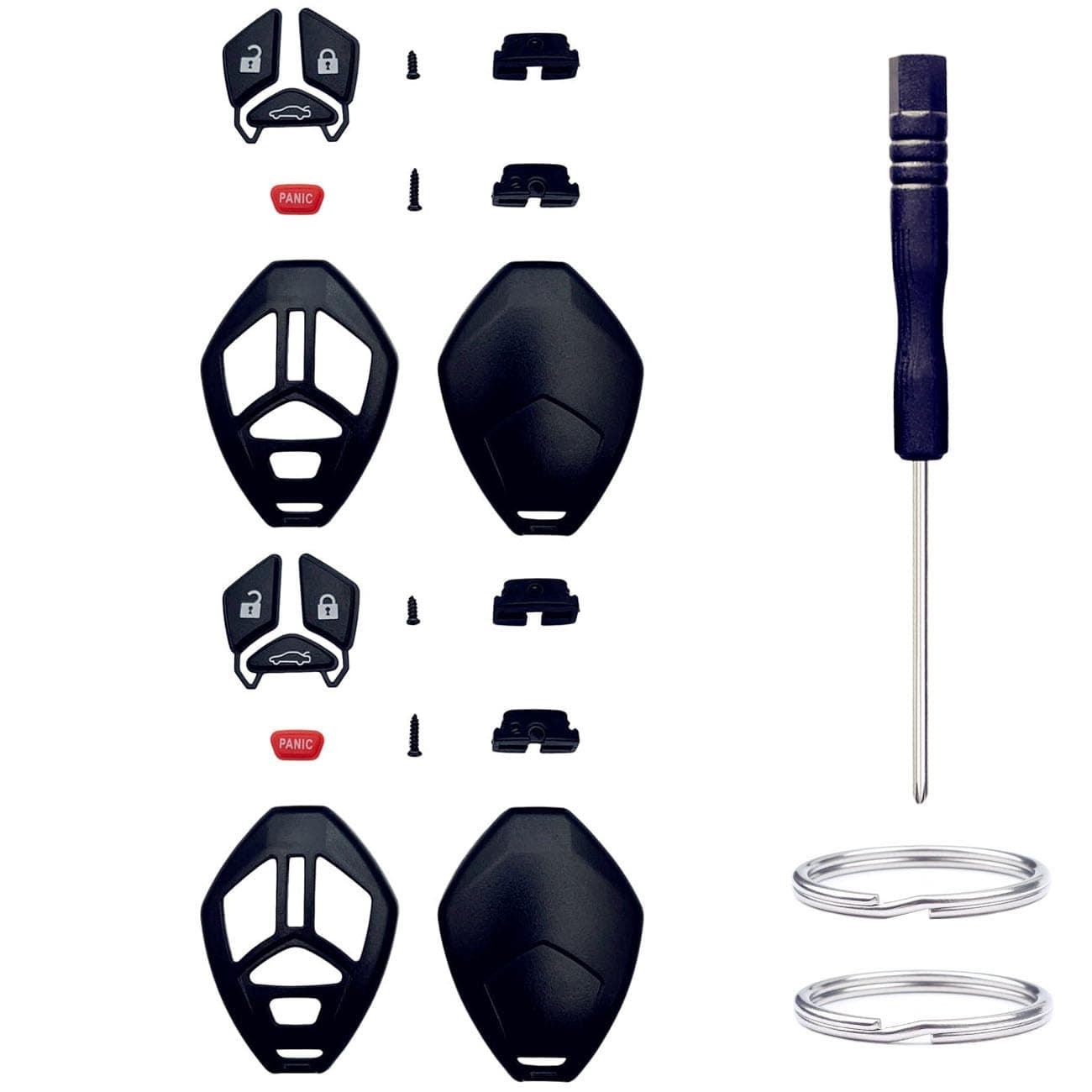 Key Fob Shell Replacement for Mitsubishi Eclipse 2006-2012 Endeavor 2006-2011 Galant 2006-2012 Lancer Outlander 2007-2013 4 Button Car Keyless Entry Remote Control Key Fob Case Cover (4 Button 2 Pcs)