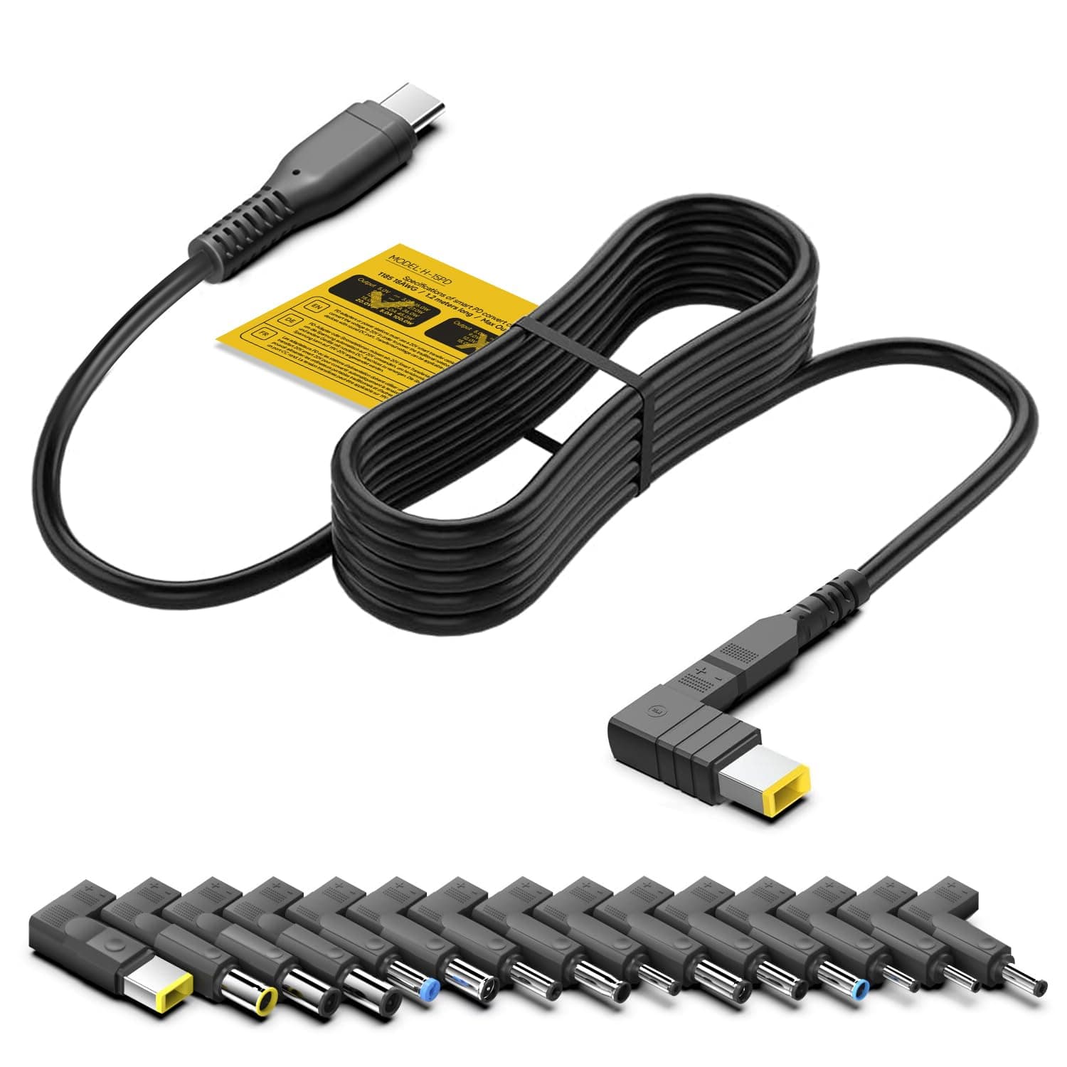 – PD USB C to DC Adapter Power Cable for Laptop Charger HP Dell Lenovo Acer Samsung Asus Toshiba MSI IBM Sony LG Fujitsu Chromebook Charging Cable Power Adaptor 5.5x2.1mm 3.5 * 1.35mm 5 DC Barrels