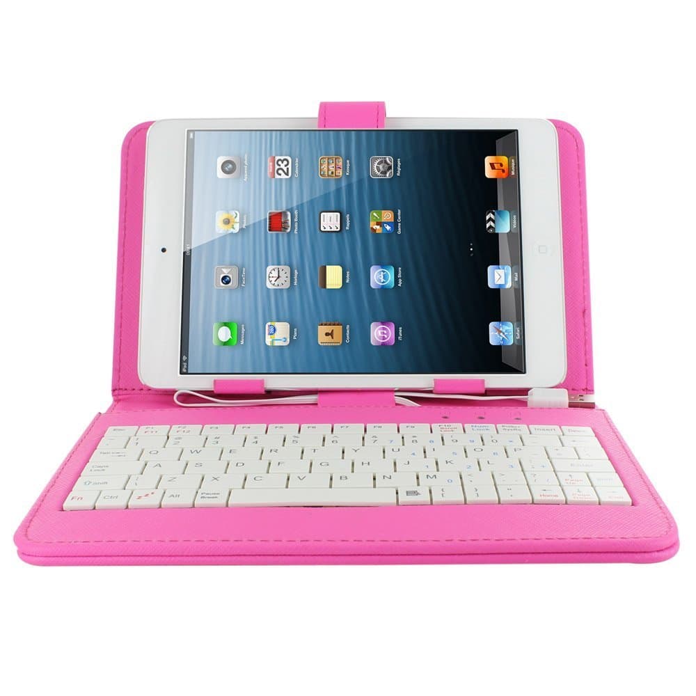 MKT Universal Tablet Stand PU Leather Case Cover with USB Keyboard For Android Windows MID Tablet PC
