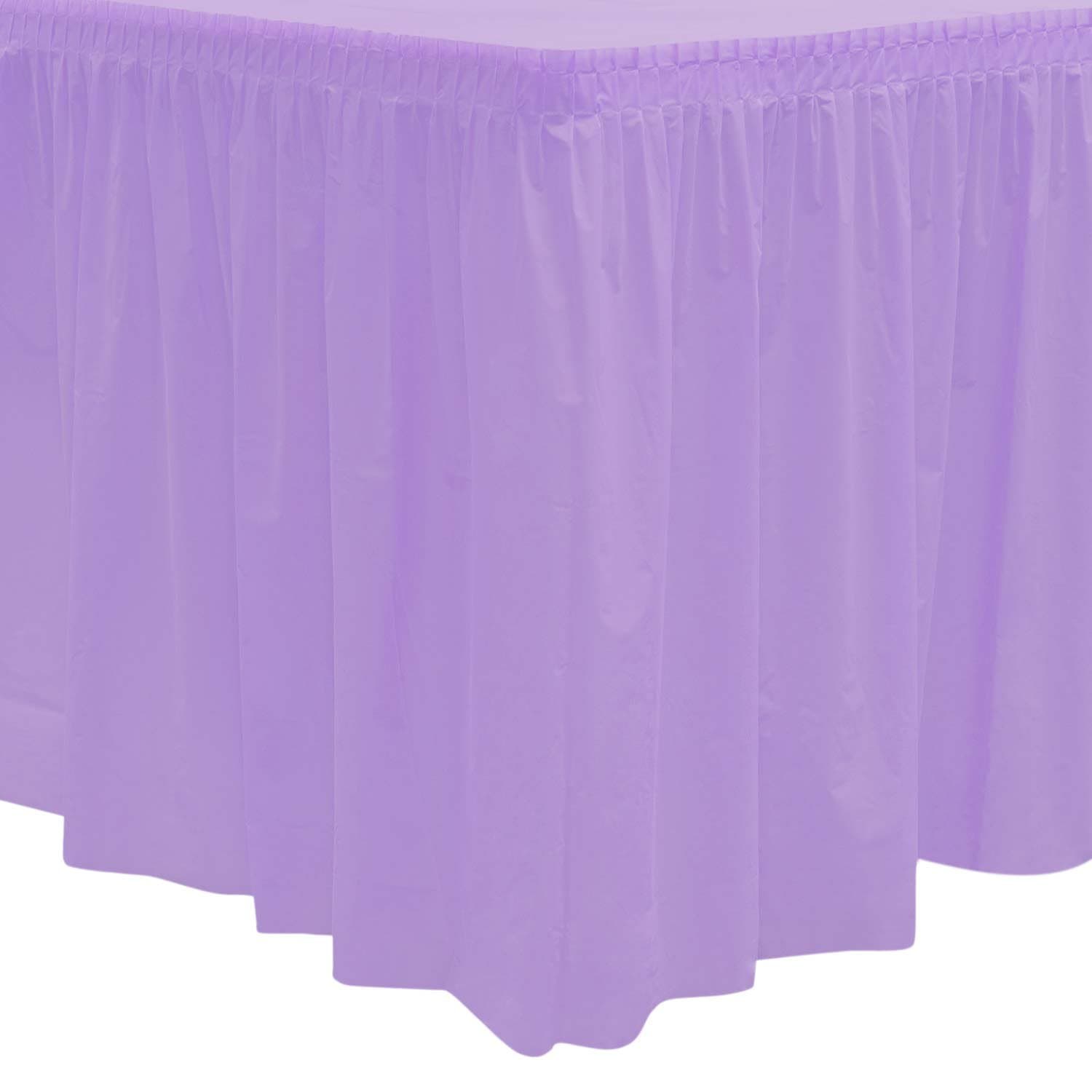 Party Essentials Heavy Duty Disposable Plastic Table Skirt, 1-Count, 29" W x 14' (168") L, Lavender