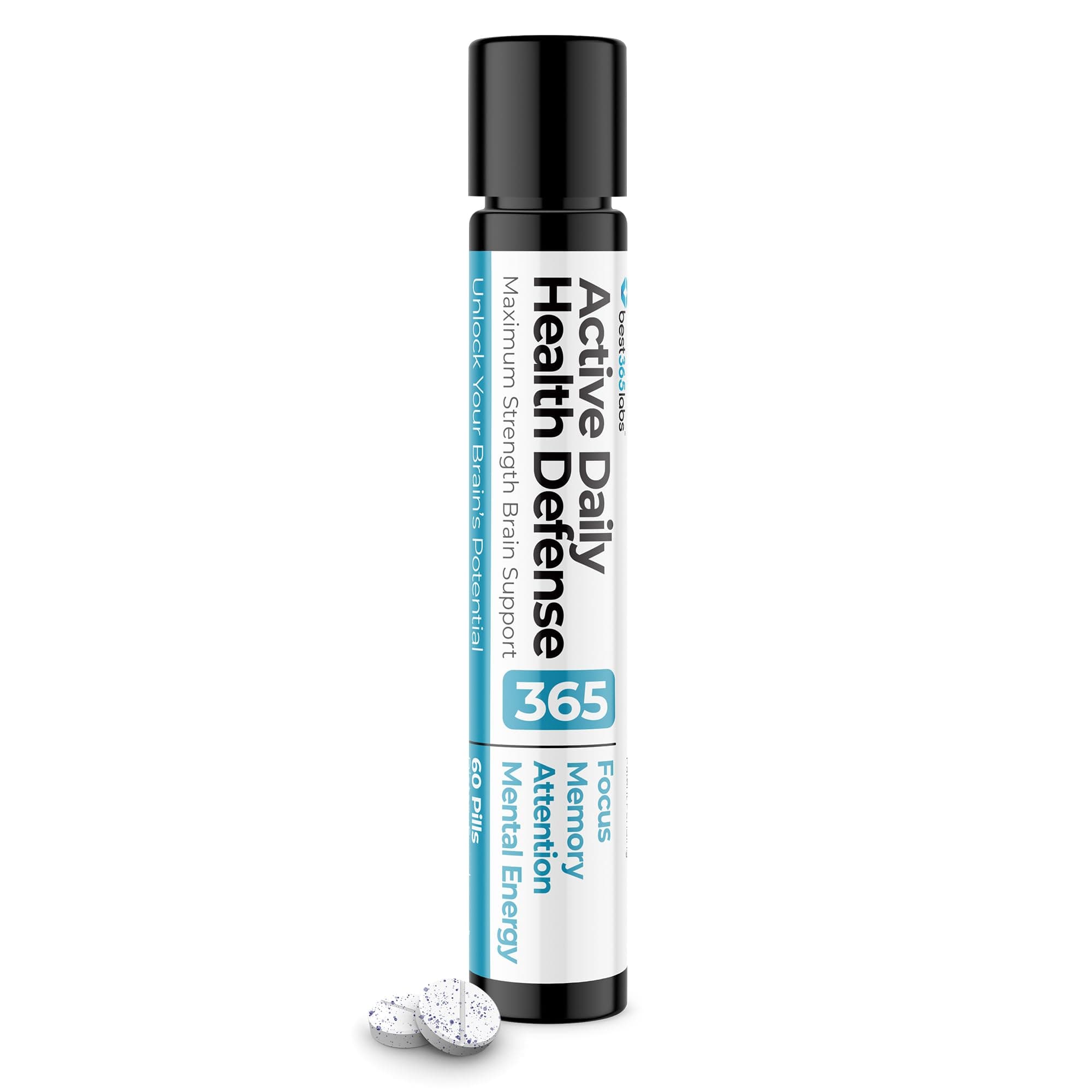 Best 365 Labs Maximum Strength Brain Support - Methylene Blue, Caffeine, and L-Theanine - Improve Focus and Memory - Unlock Your Brain’s Potential - 60 Tablets