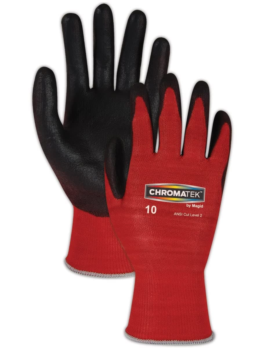 MAGID ChromaTek ANSI A2 Hyperon Blend PU Palm Coated Work Gloves, 12 Pairs, CT500