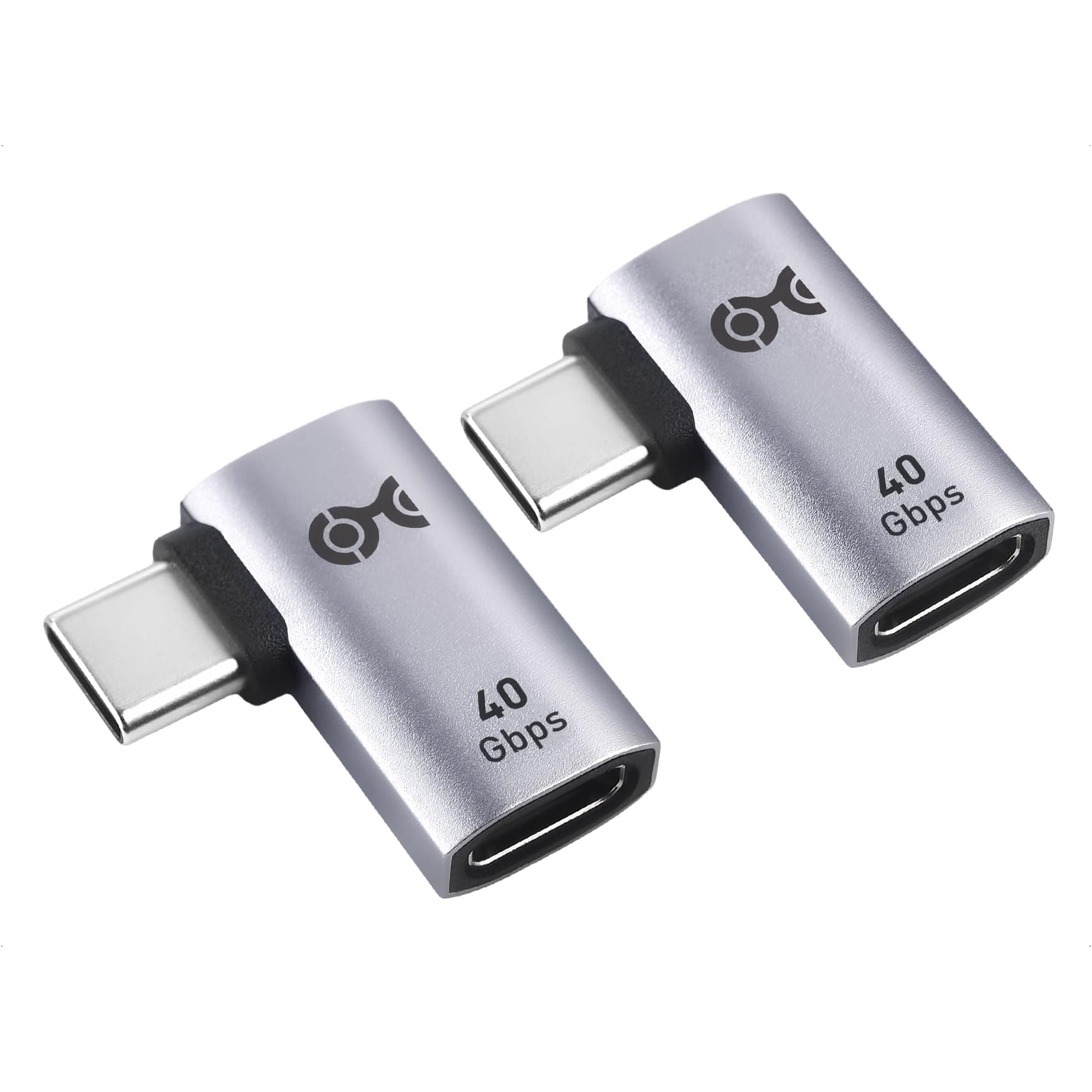 2-Pack 40Gbps Flat Right Angle USB C Adapter, Up to [4K@240Hz Video, 240W Charging, 40Gbps Data Transfer] 90 Degree USB C Adapter, Compatible with Thunderbolt 4, iPhone 16, Steam Deck