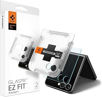 Spigen Galaxy Z Flip7 Glass Film with EZ Fit Installation Kit, 9H Hardness Tempered Glass, Nano Coating, Shatterproof, Pack of 2 AGL09582