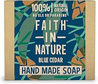 FAITH IN NATURE100g | Blue Cedar Handmade Soap | 100% Natural Origin | No SLS or Parabens | Vegan & Cruelty-Free Skincare