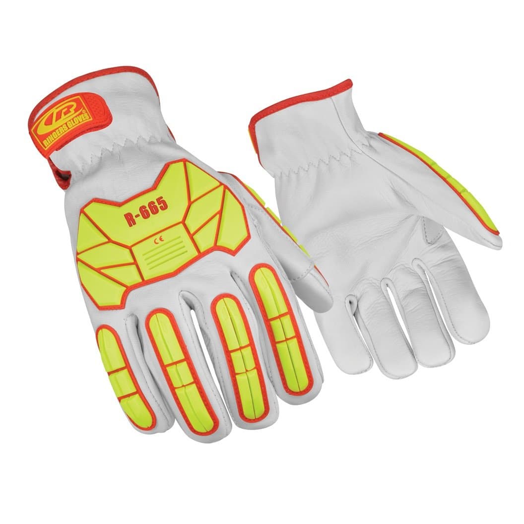 665-10 R-Hide Impact ANSI Level-3 Cut-Resistance Leather Glove, White, Large