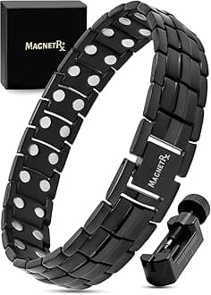 MagnetRX® Ultra Strength Magnetic Bracelet - Effective Stainless Steel Magnetic Bracelets for Men - Adjustable Bracelet Length with Sizing Tool for Perfect Fit (Black)