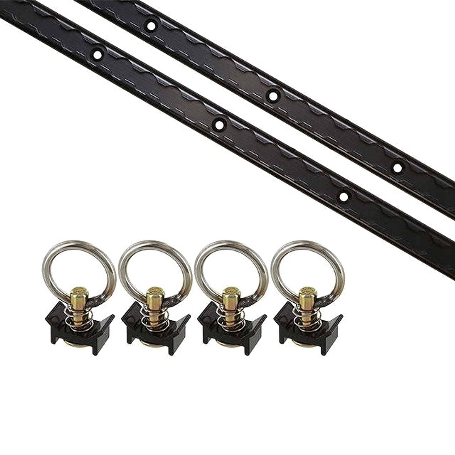 US Cargo Control L Track Tie Down System, Includes (2) USA Made 4-Foot Black Anodized Aluminum L-Track and (4) Black Single Stud O-Ring Fittings, Trailer Tie Down System for Trailers and Truck Beds