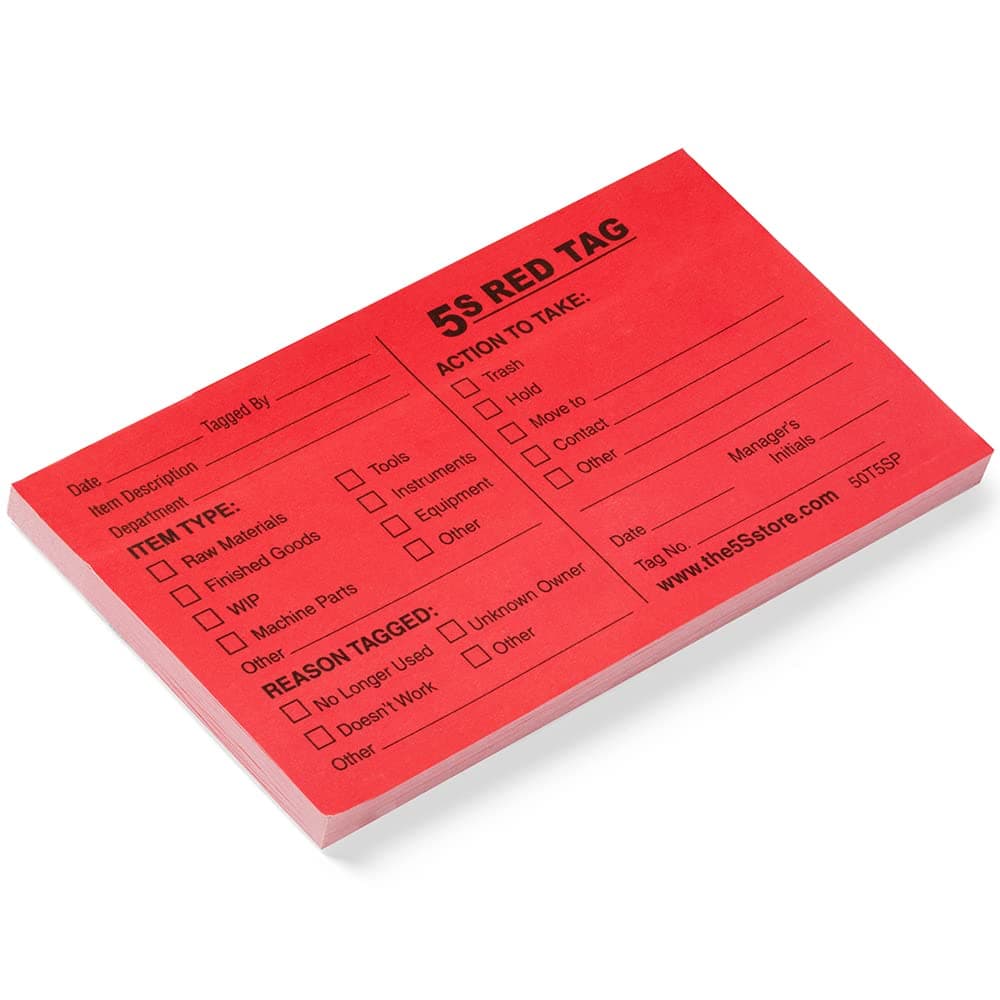 50 Red Tag Adhesive Sticky Notes, 5S Store, 50T5SP