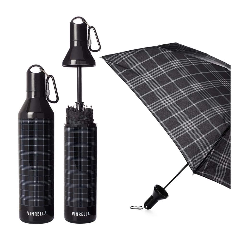 Vinrella Water Bottle Umbrella, Black Plaid