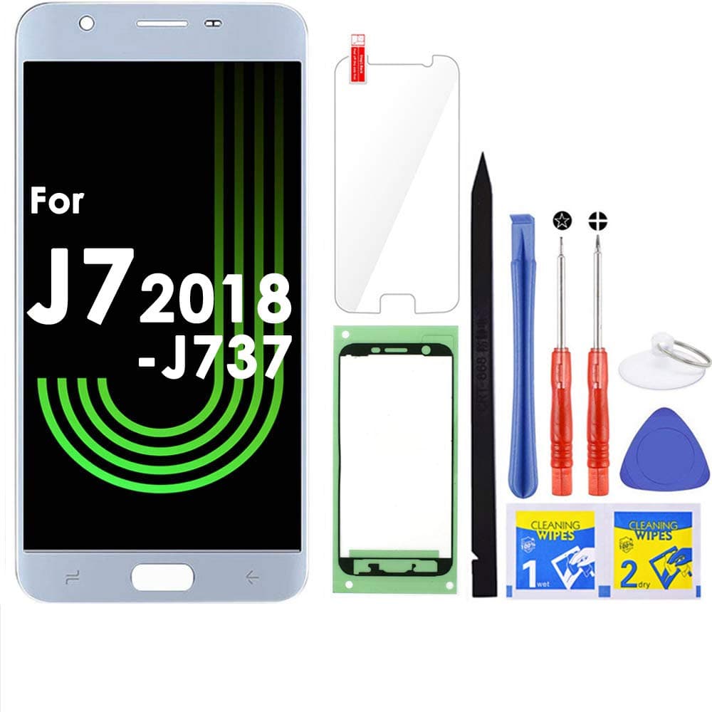 J7 Screen Replacement LCD Display Touch Digitizer Assembly for Samsung Galaxy J7 2018 SM-J737 J737A / J7 Refine 2018 J737P / J7 Crown S767VL /J7 Aero/ J7 V 2018 J737V J7 Star 2018 J737T (Blue)