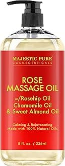 Rose Massage Oil - Hydrating, Calming, Warming, Relaxing & Rejuvenating Body Oil - Premium Grade, Made with Natural Oils - Skin Care for Men and Women - Made in USA - 8 fl oz