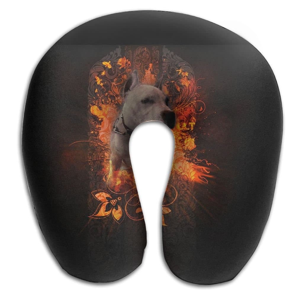 Creative American Pit Dog Pitbull Design Comfortable U Shaped Neck Pillow Soft Neck Support Pattern Pillow For Rest,Travel,Car,Airplane,Bed,Sofa