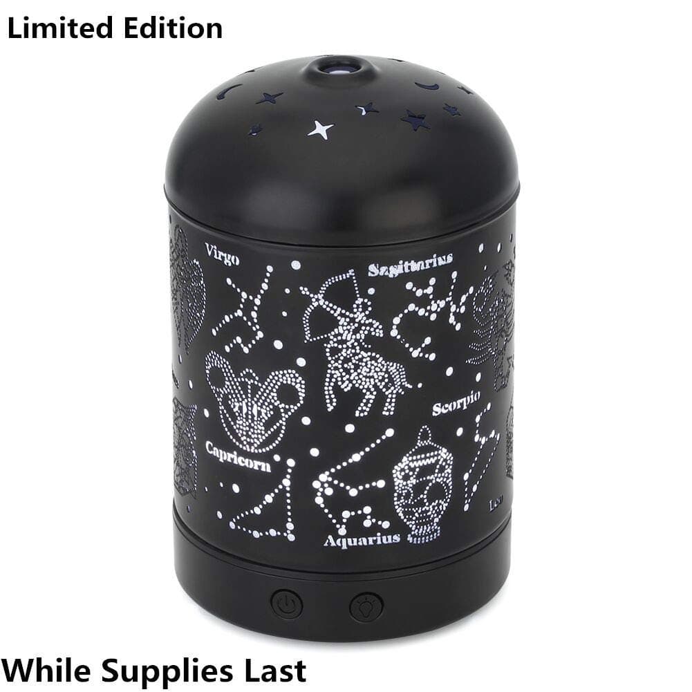 Essential Oil Diffuser -120ml Cool Mist Humidifier -14 Color LED Night Lamps -Crafts Ornaments All in 1 is the Round Rich Upgrade Whisper-Quiet Ultrasonic Metal Constellation Humidifiers US 120V