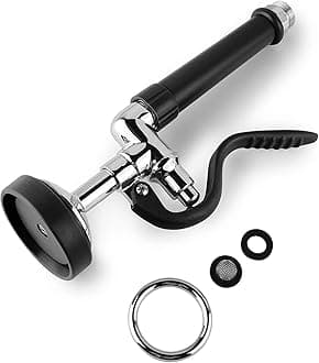 Pre Rinse Sprayer Commercial Sink Faucet Spray Valve Chrome Finished (Black), (IM-US-KH12)