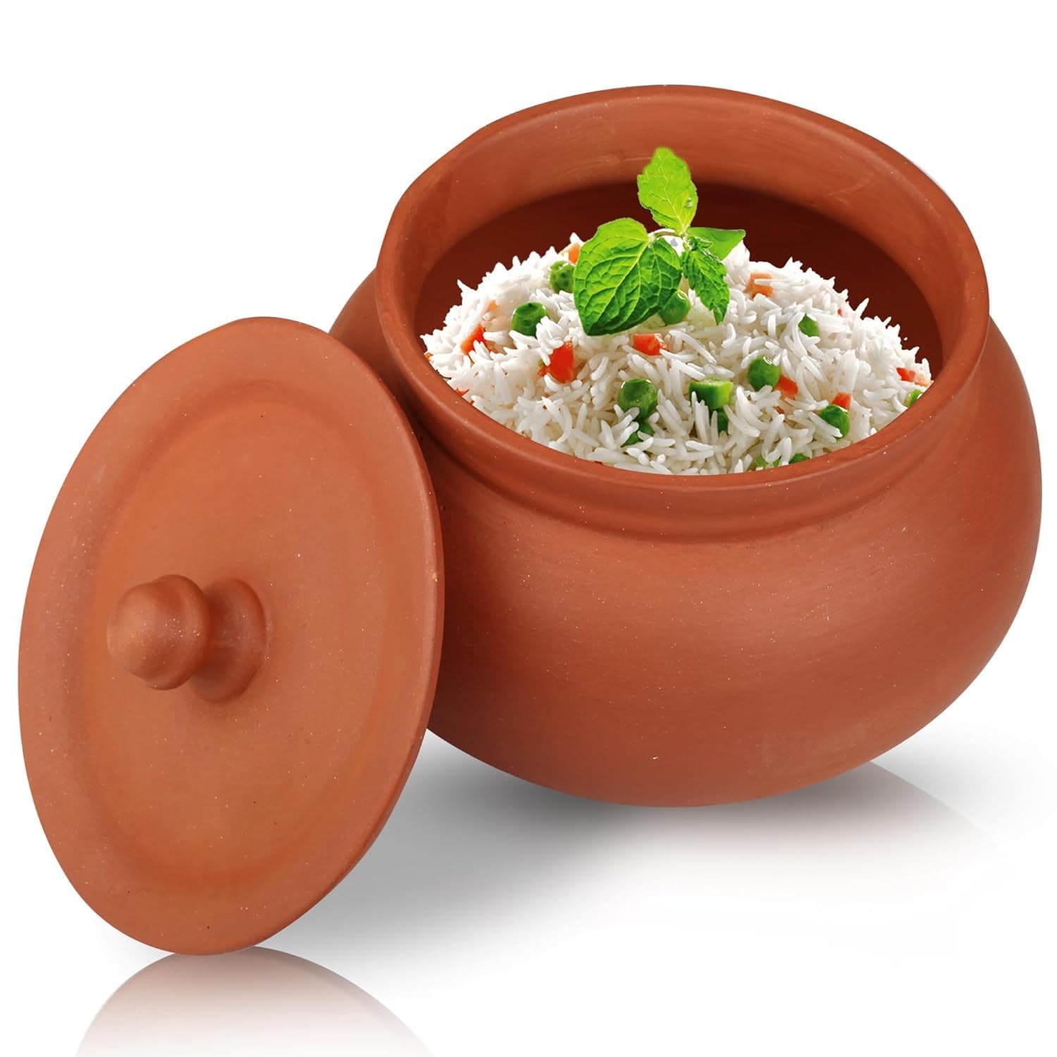 Handcrafted Dahi Handi for Kitchen, Curd & Sprouts | Eco-Friendly Clay Pot | Organic Terracotta Bowl with Lid (Mathani Handi, 1 Liter)