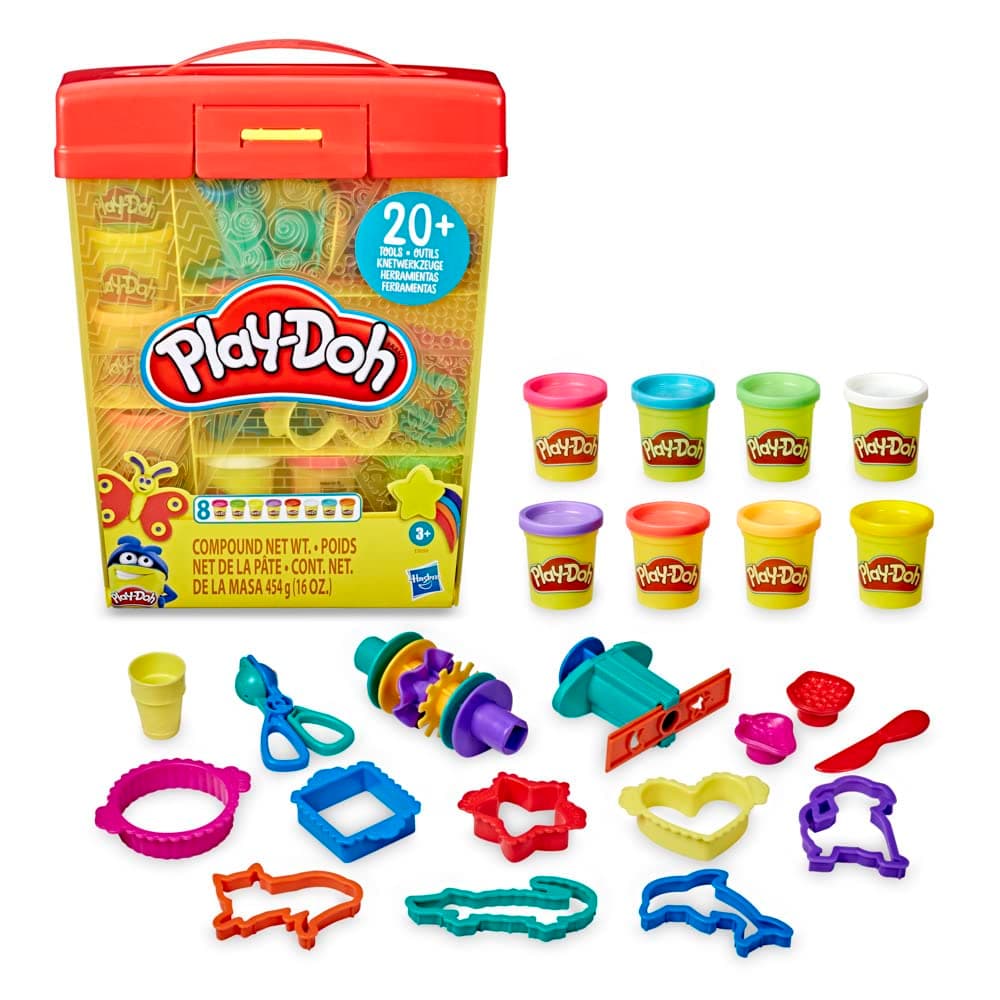 Play-Doh Large Tools And Storage Activity Set With 8 Non-Toxic Play-Doh Colors And 20-Plus Tools