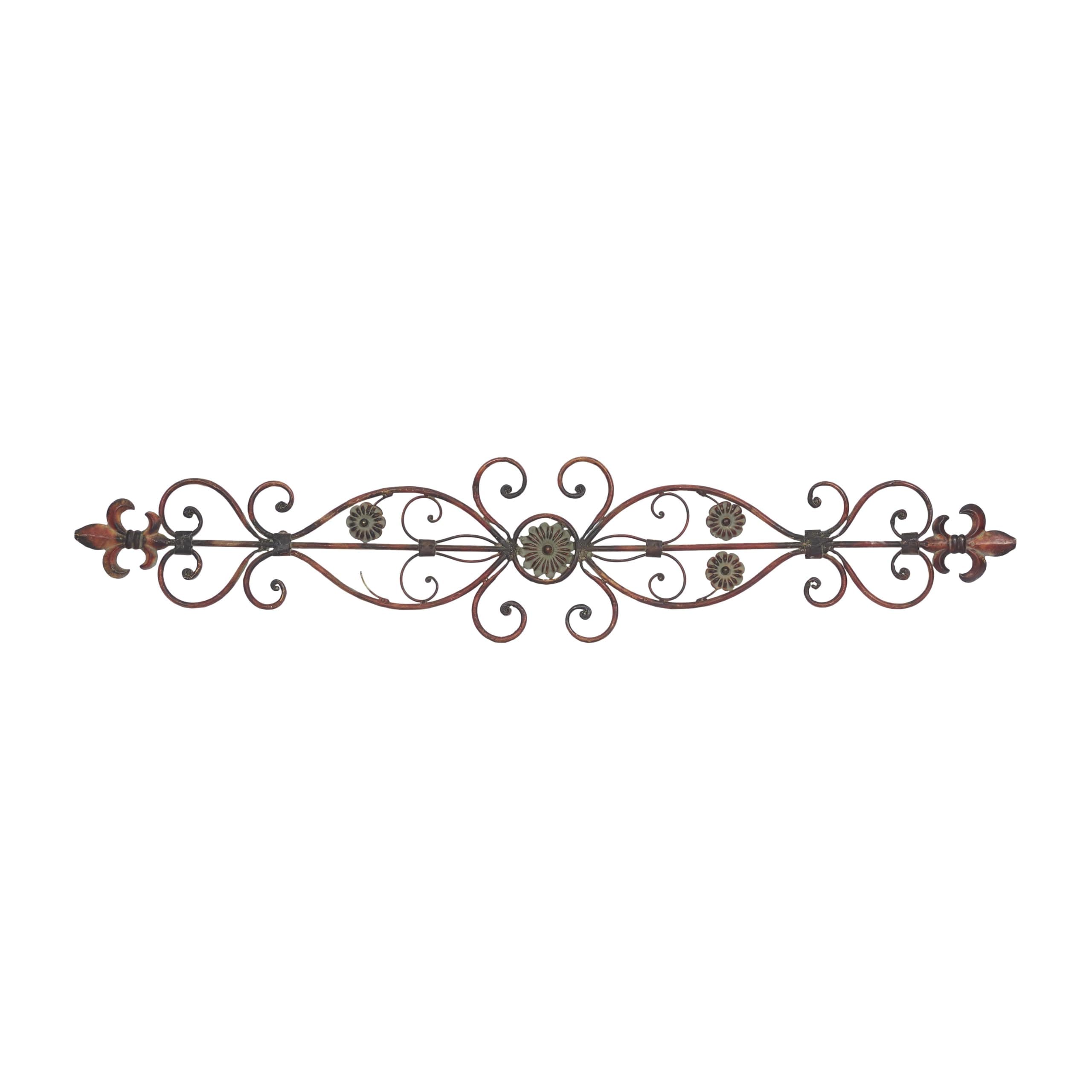 Deco 79 Metal Scroll Home Wall Decor Wall Sculpture, Wall Art 54" x 2" x 11", Brown