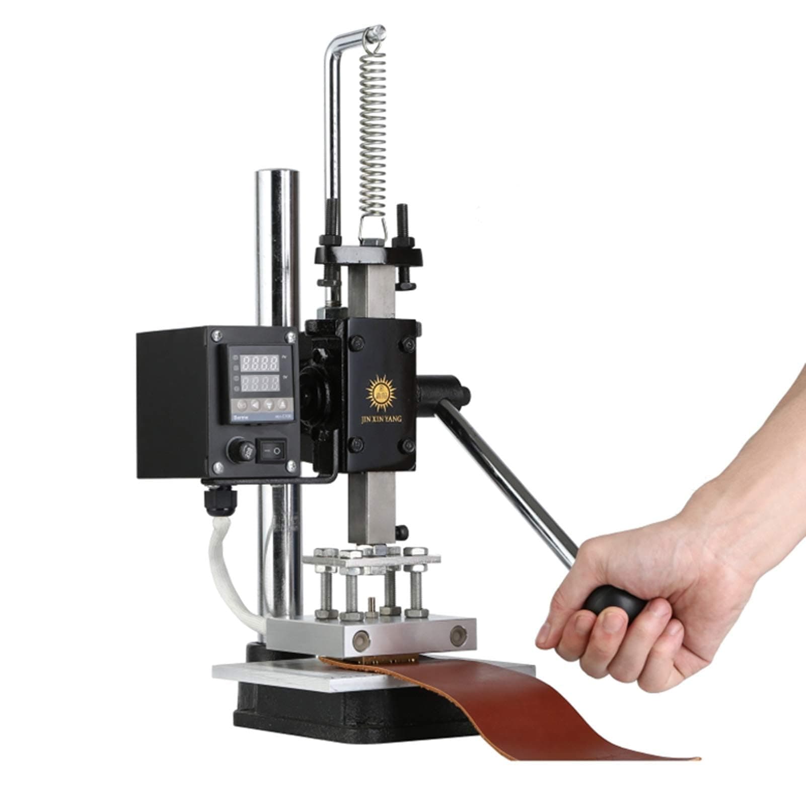 Hot Foil Stamping Machine Printer Logo Creasing Machine Leather Embossing Machine Stamper Temperature Adjustable for PVC PU Plastic Etc.,Hot pressing plate: 10 * 13cm