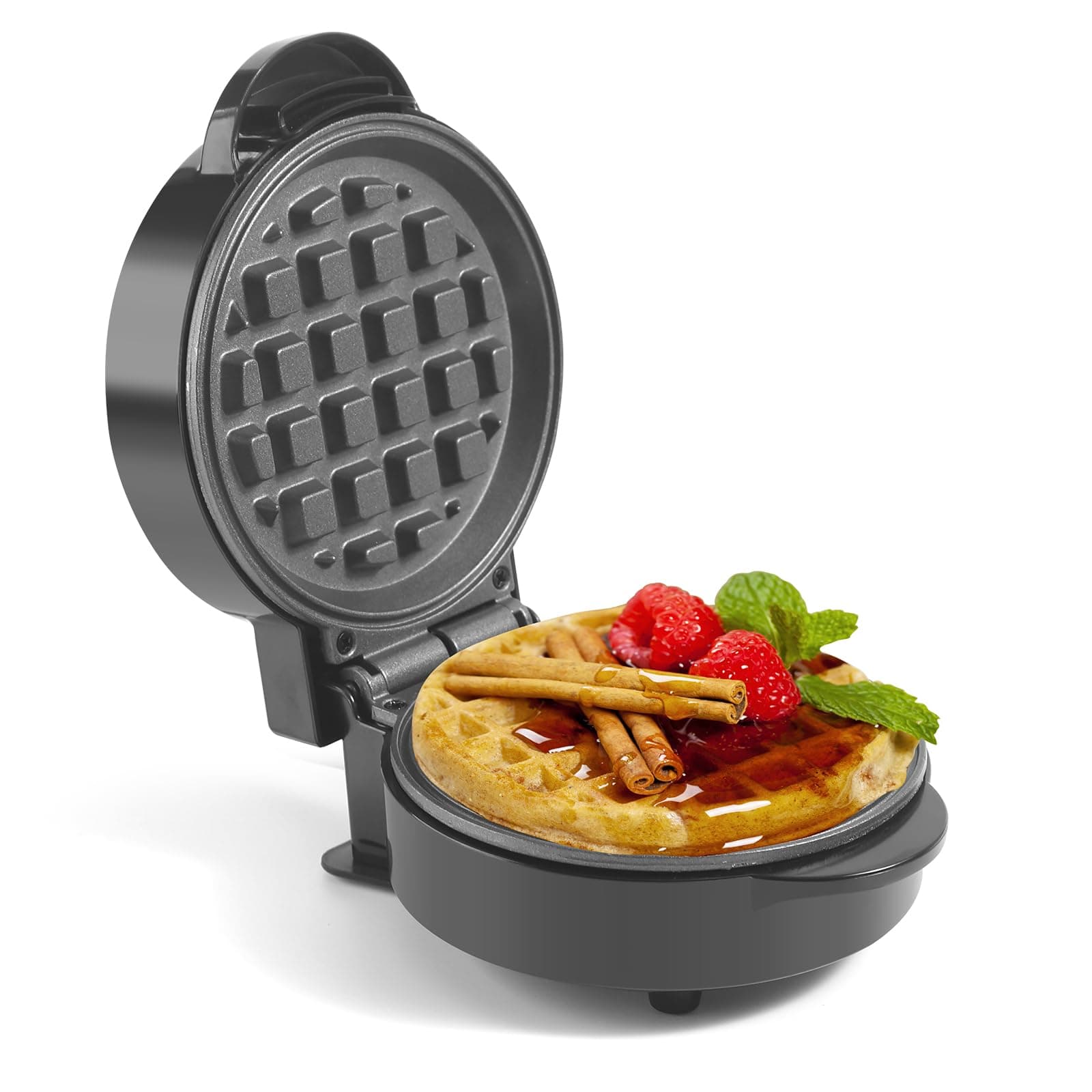 Mini Waffles Maker, Small Waffle Irons Non-stick, Breakfast Belgian Waffles, Mini Waffle Iron Make Waffle in Minutes, Portable Pancake Maker Machine for Kid, Easy to Clean, 5 Inches Wide, Black