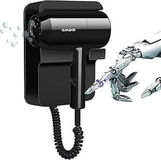 Hotel Wall Mounted Hair Dryer for Bathroom,Restroom Professional Blow Dryer,with Stand Rack,Specialised Motor for Salon,Fast Drying - Gifts【Massage air Cushion Comb, Screws+3M Adhesive】 Black