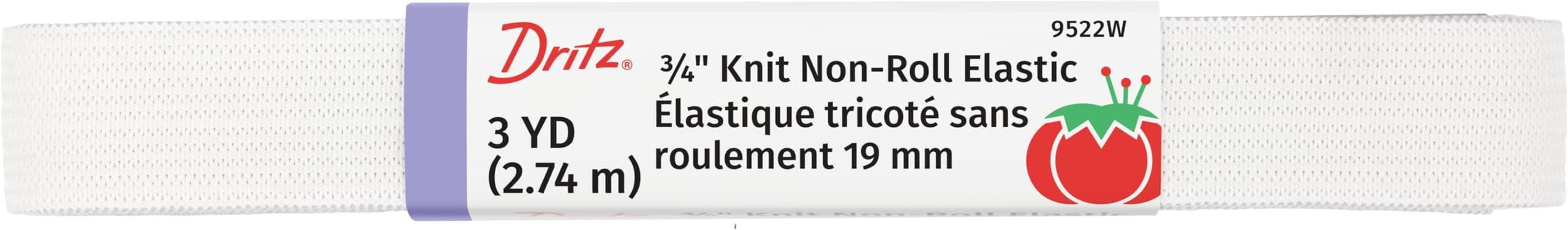 Non-Roll Knit Elastic 3/4 Inch x 3 Yards - White Soft Comfort Stretch - For Waistbands Sleeves Necklines Casings & Sew-On Sewing Notions