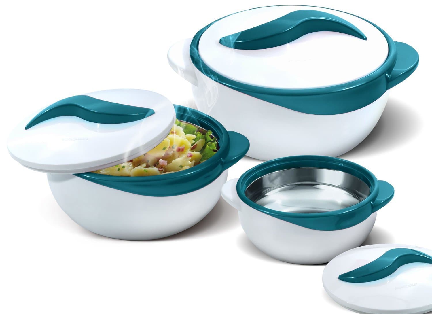 3 Piece Thermo Dish Hot or Cold Casserole Serving Bowls with Lids Turquoise