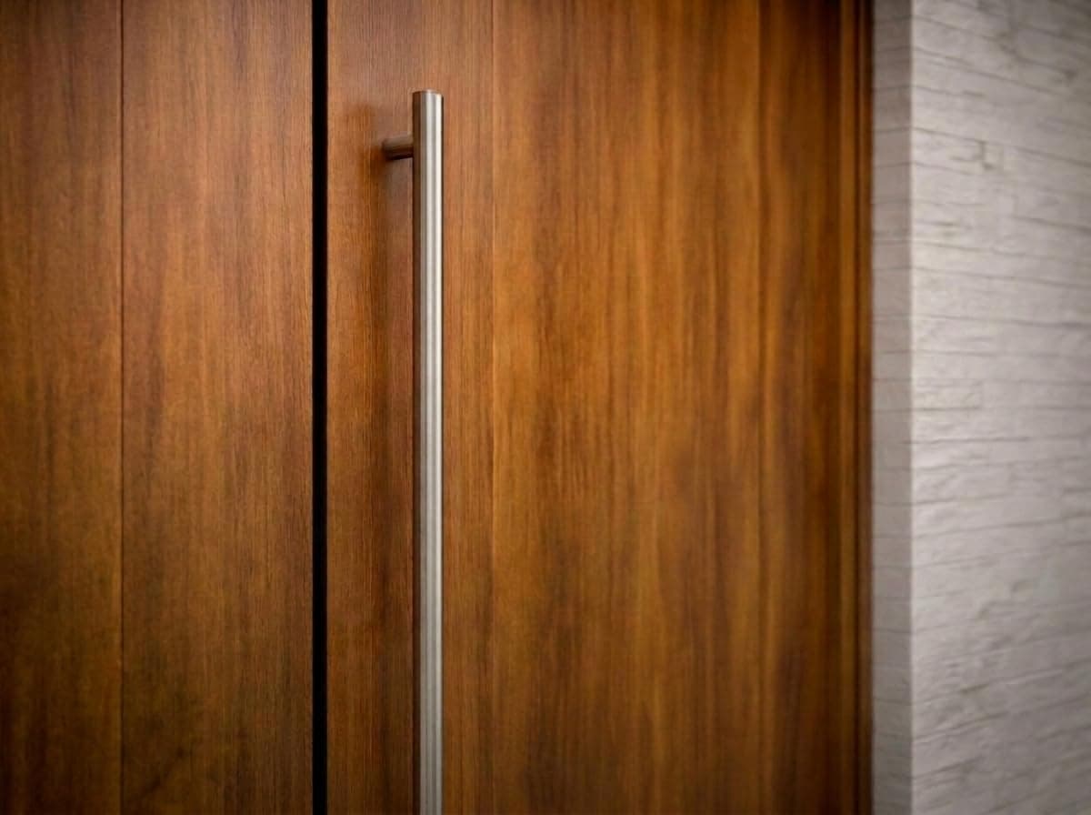 Modern Contemporary Long Stainless Steel Push Pull Door Handle for Home Entrance Glass Shower Wooden Barn & Office Store Shop Doors - Elite Model - Round (Brushed Silver, 48 Inch)