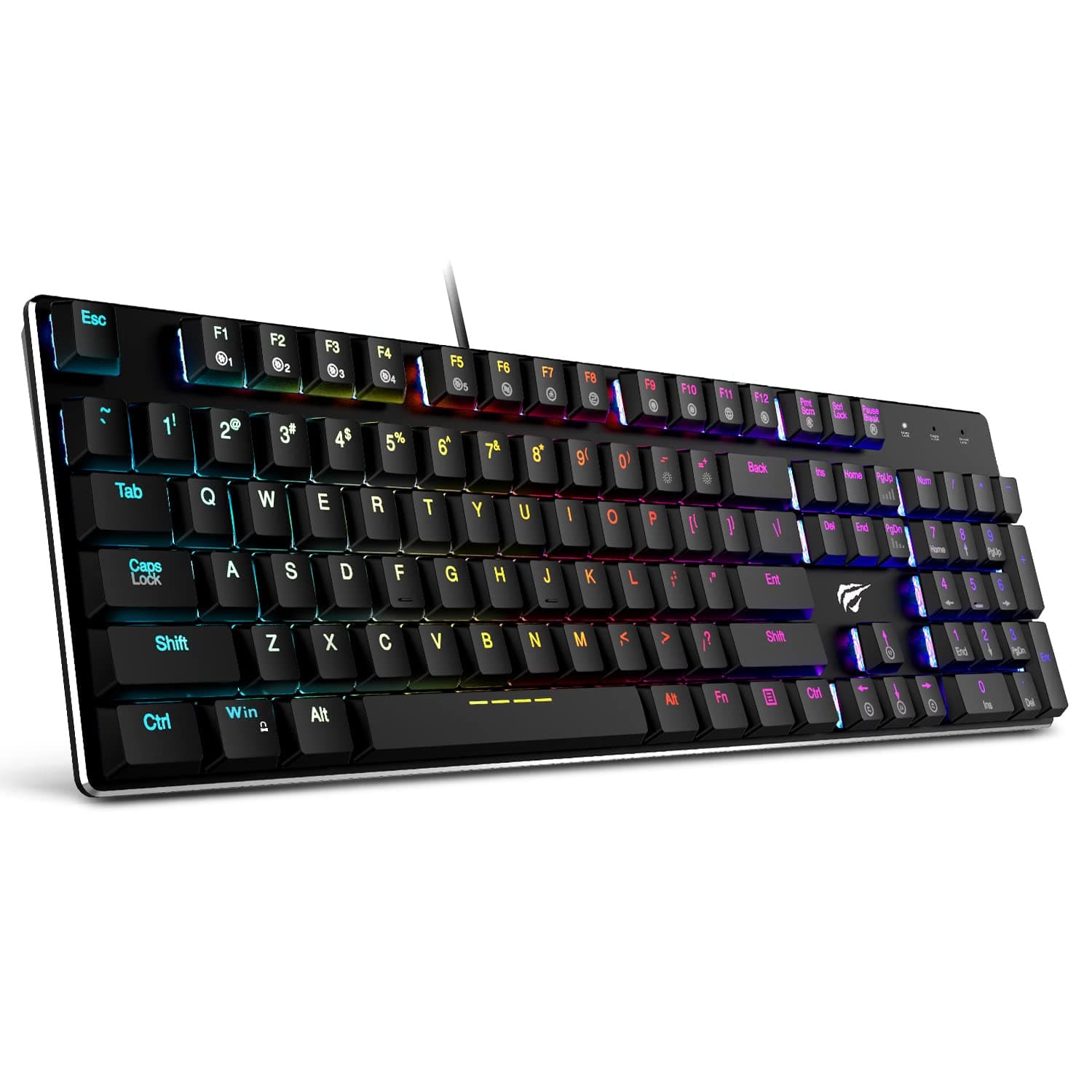 havit Mechanical Keyboard RGB Backlit Wired Gaming Keyboard Extra-Thin & Light, Kailh Latest Low Profile Blue Switches, 104 Keys N-Key Rollover HV-KB395L (Black)
