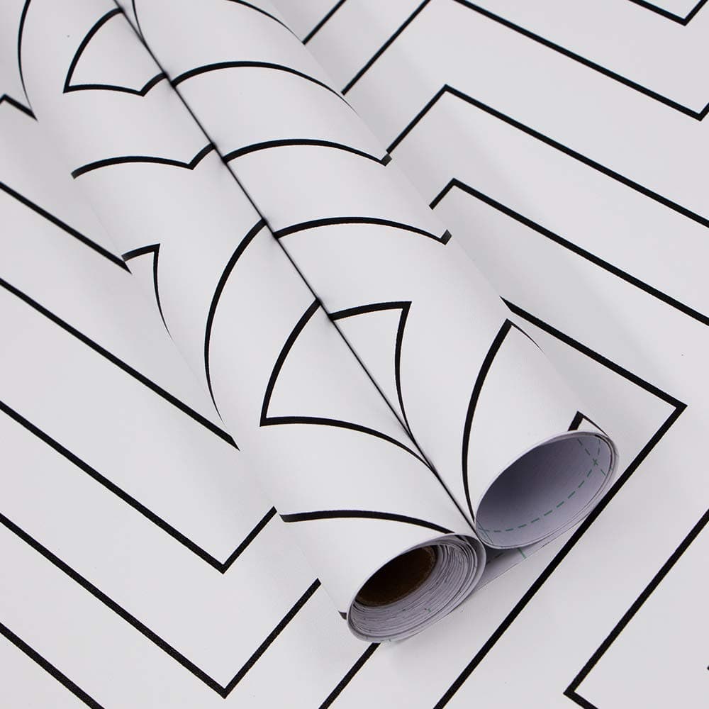 Black White Peel and Stick Wallpaper Modern Geometry Stripe Removable Self Adhesive Vinyl Film Decorative Wall Covering 17.7in X 118in