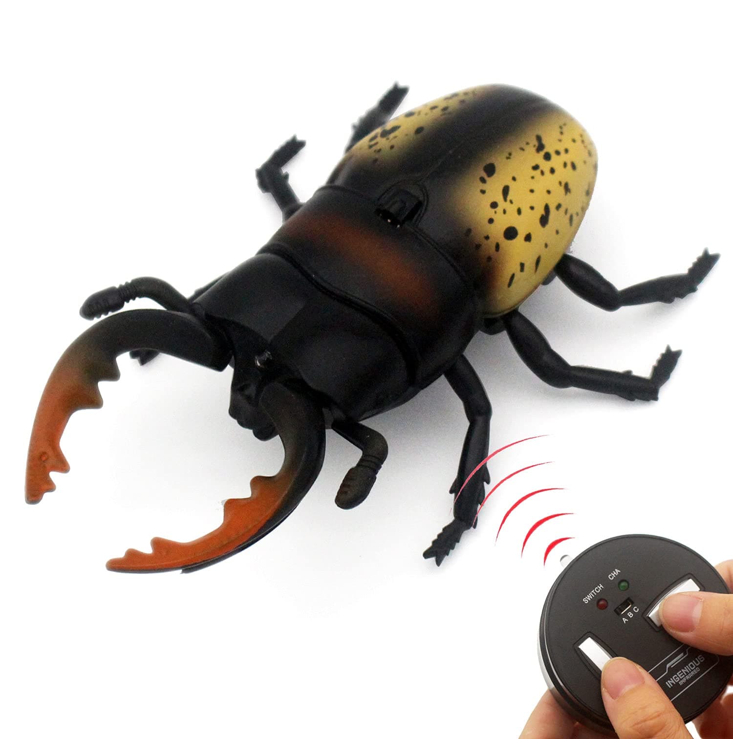 Tipmant RC Beetle Remote Control Insects Realistic Electronic Simulation Climber Animal Prank Toy Vehicle Kids Birthday Gifts (Yellow)
