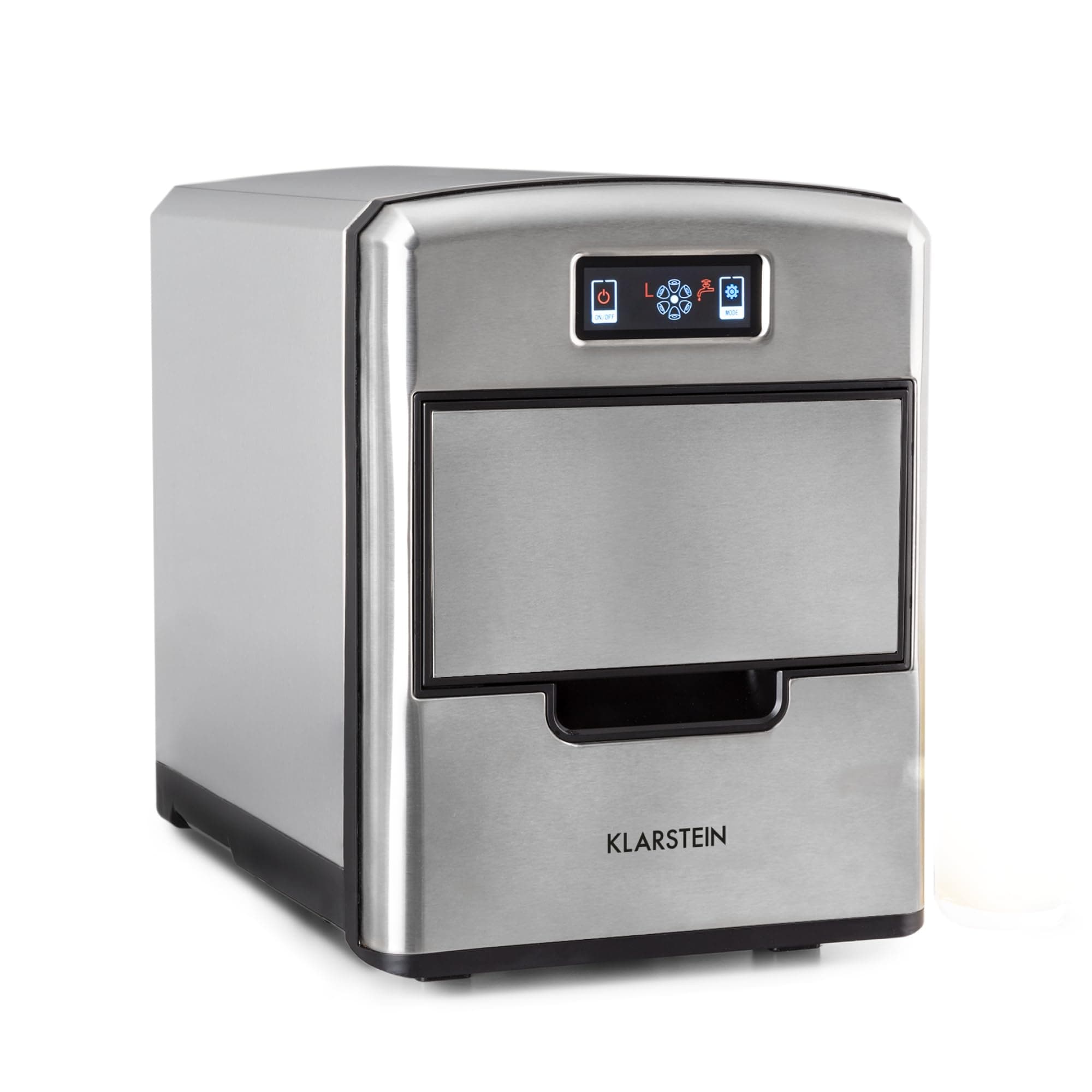 Klarstein 2.1L Small Ice Maker Machine, Counter Top Ice Machine For Home and Kitchen, Fast Operation, Makes 12 kg Bullet Ice, 3 Sizes, Touch Controls, Easy To Clean Countertop Ice Cube Maker Machine