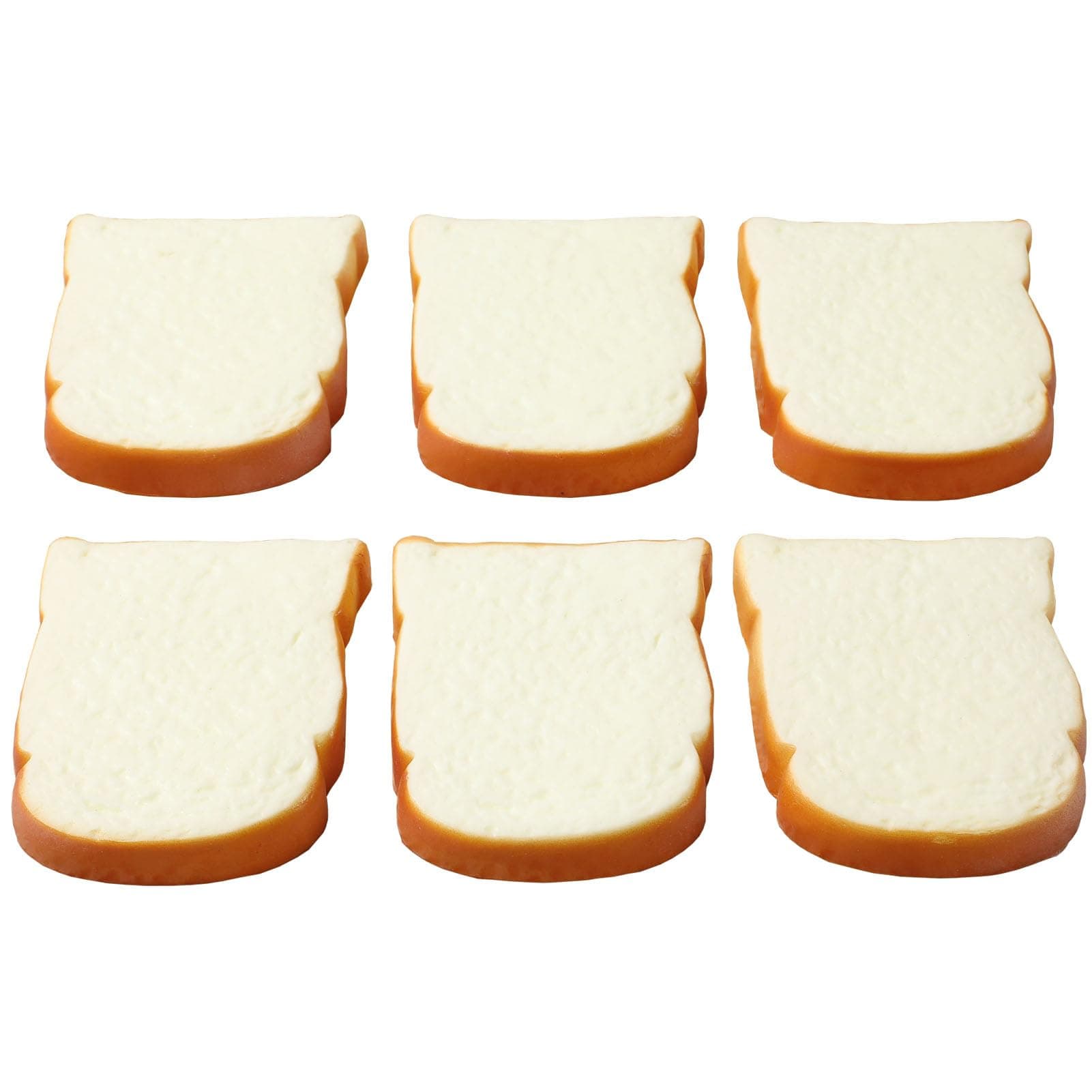 6pcs Artificial Bread Slices Set Fake White Sliced Bread Realistic Fake Food for Display Faux Bread Slice Model for Decoration Faux Food Props