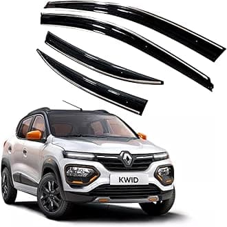 Premium Chromeline & Silverline Unbreakable Car Rear Window Wind Deflectors & Side Door Visor Rain Guard Compatible with (Renault Kwid (2019 Onwards))