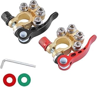 Battery Terminal Clamp Connectors, 2 Pcs 4 Way Quick Release Disconnect Car Battery Terminal for SAE/JIS Type A Posts, Compatible With Cars, Vans, Trucks and More