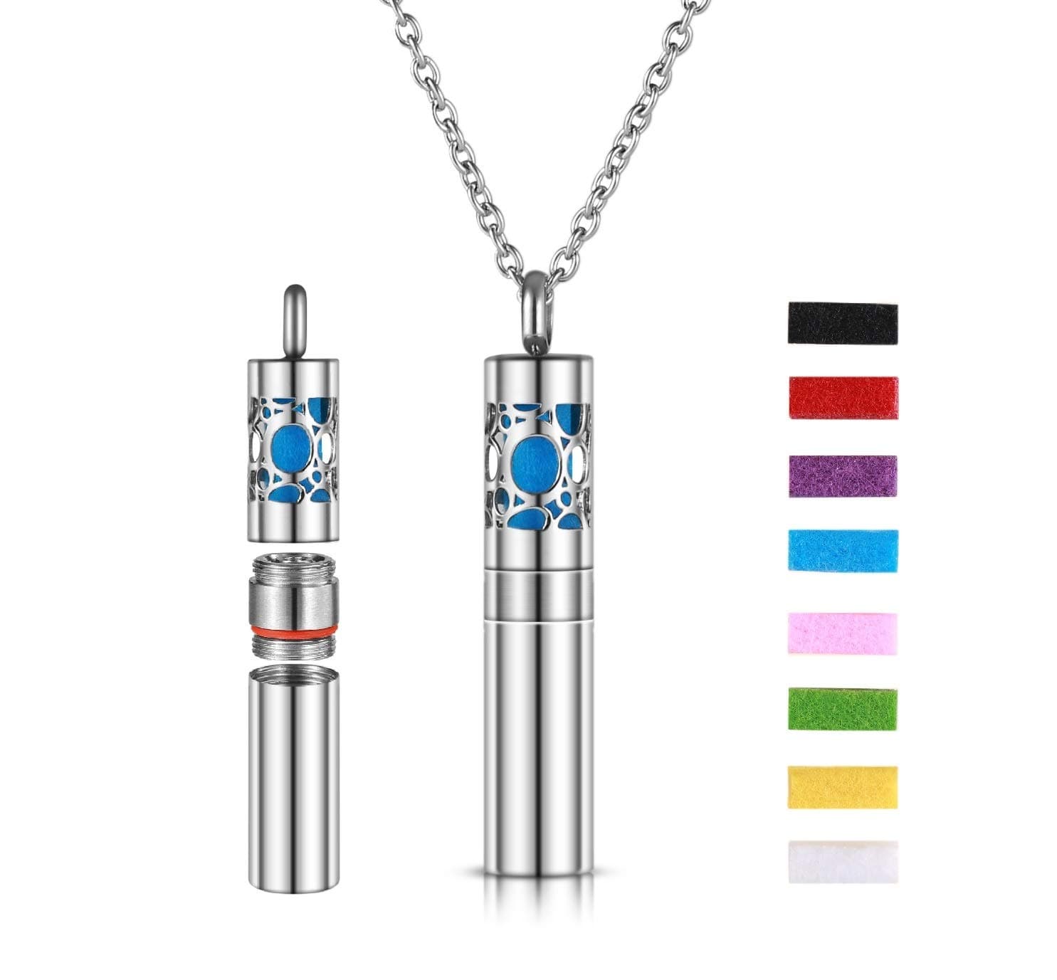 Essential Oil Diffuser Pendant Necklace Hollowed out Pattern Perfume Bottle Pendant Jewelry Scent locket (Water)