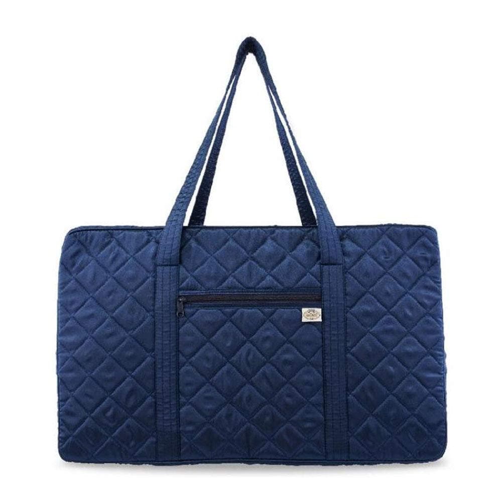 (Navy) Satin Quilted Travel Bag