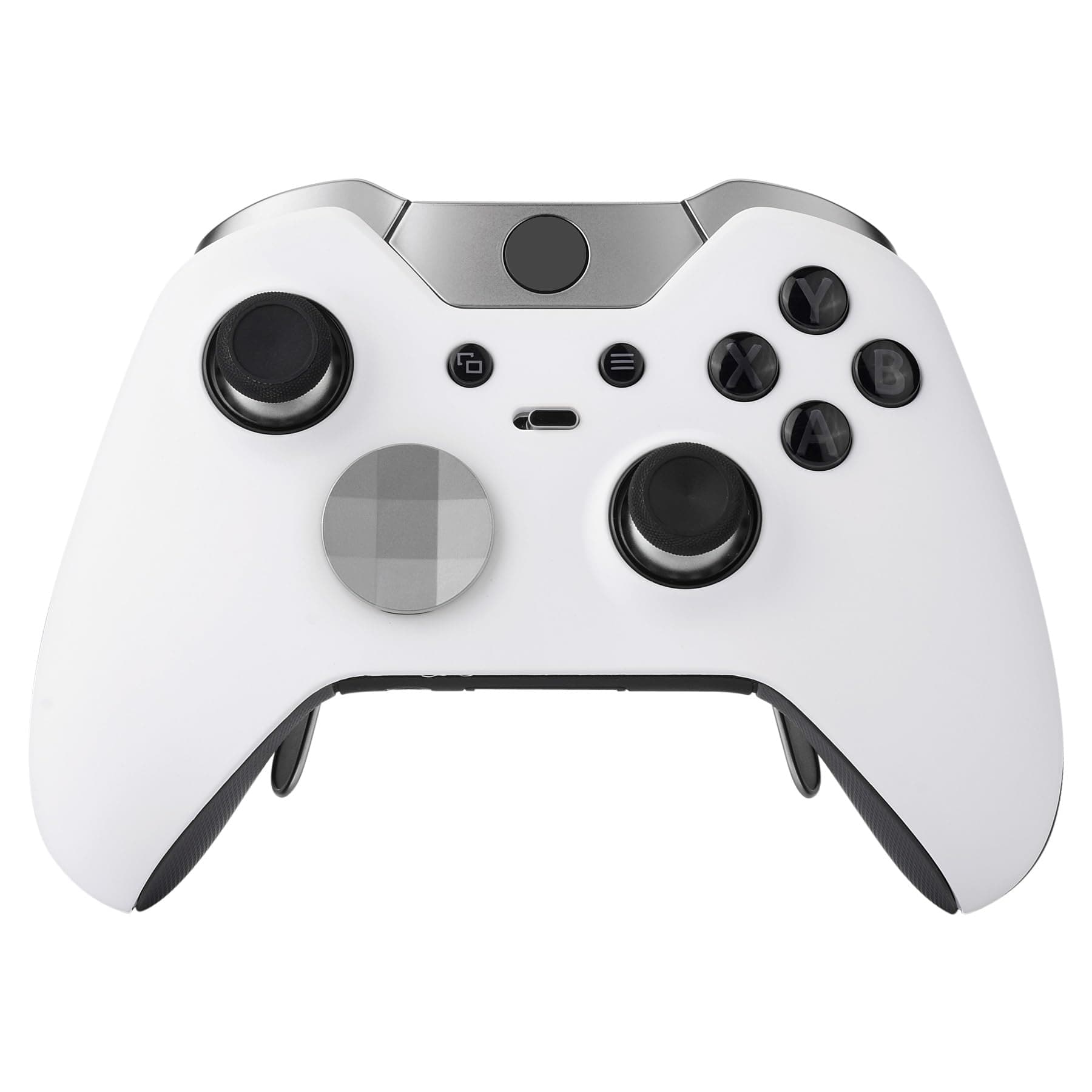 eXtremeRate White Replacement Faceplate Front Housing Shell with Thumbstick Accent Rings for Xbox One Elite Remote Controller Model 1698 - Controller NOT Included