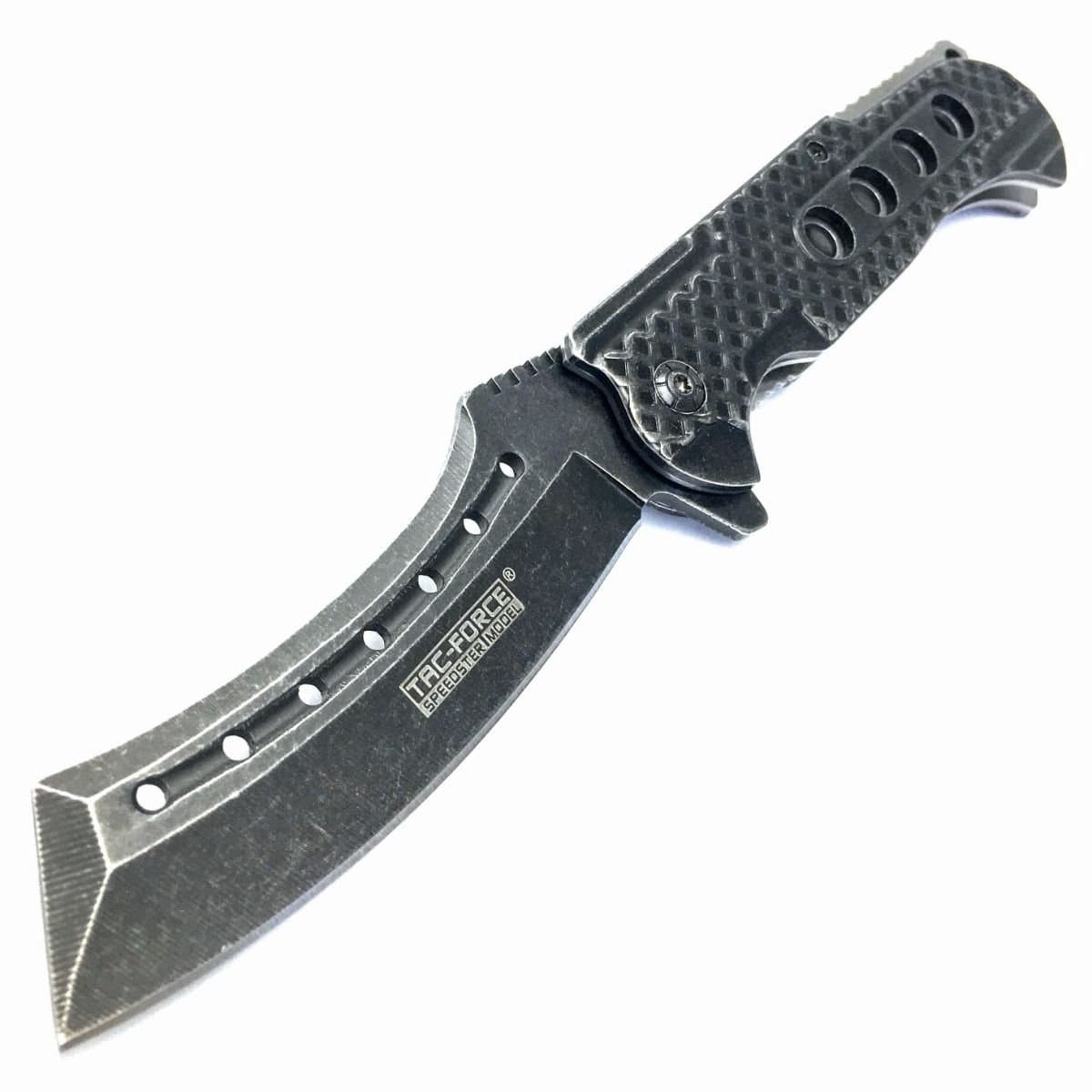 9" TAC FORCE Razor Spring Assisted Open Folding Pocket EcoGift Nice Knife with Sharp Blade Stonewash Cleaver- Great For Fun And Practical Use