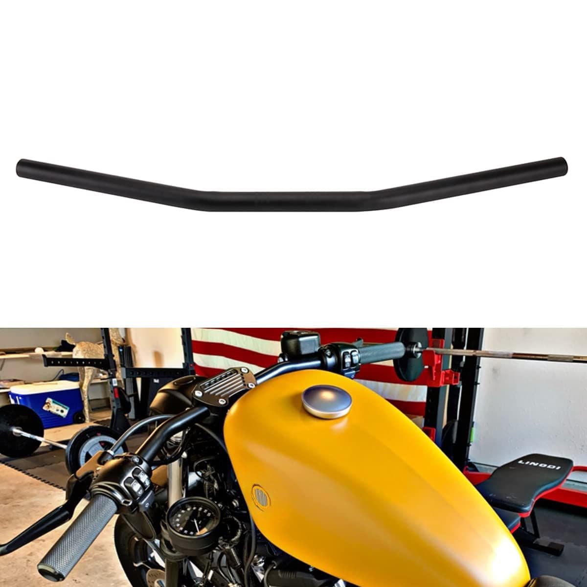 Motorcycle Drag Bars Handlebars 25mm 1" Universal For Bobber Cafe Racer Sportster Cruiser XL 883 1200 Custom Chopper Softail Dyna Street Bob Black