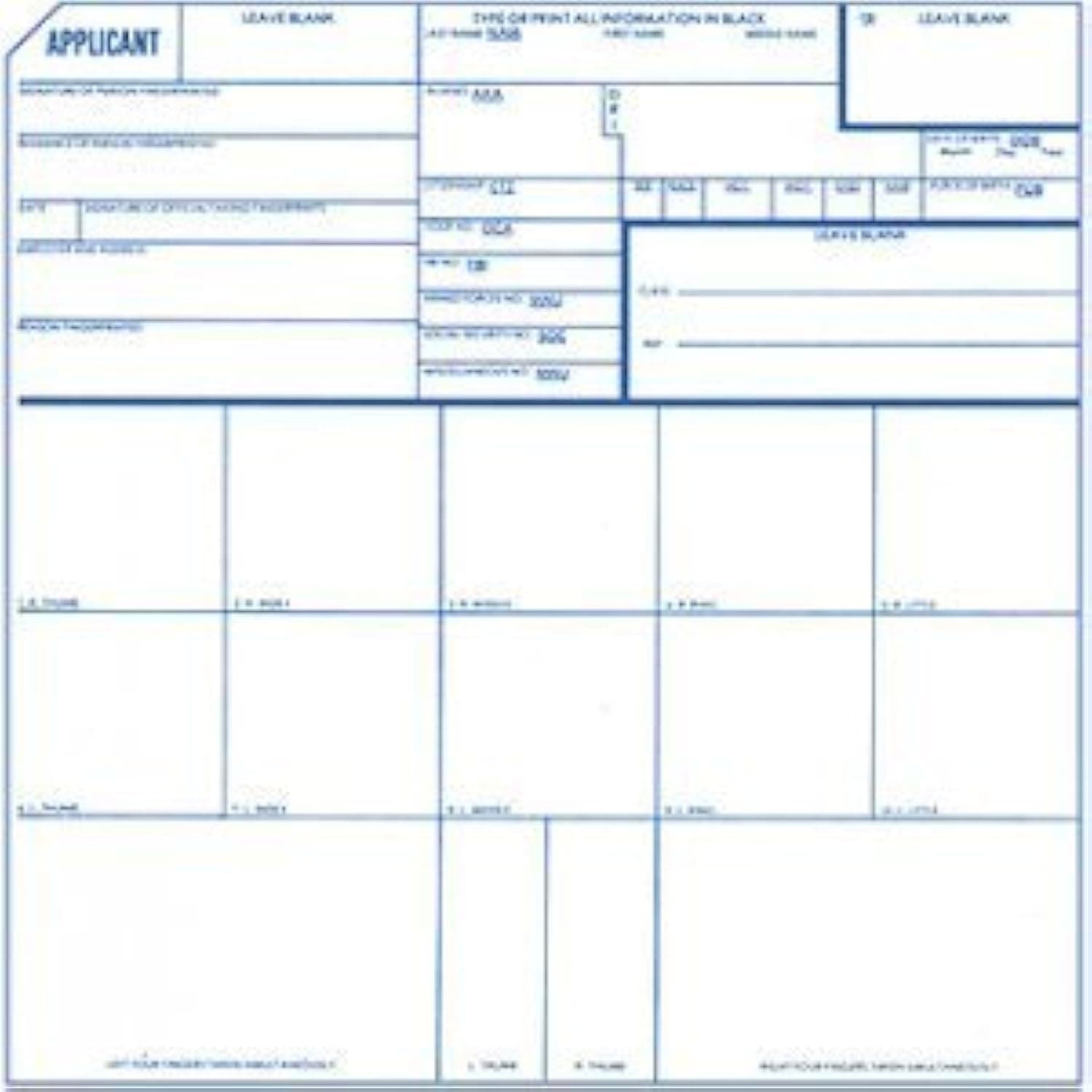 Fingerprint Cards, Applicant FD-258, 15 Pack