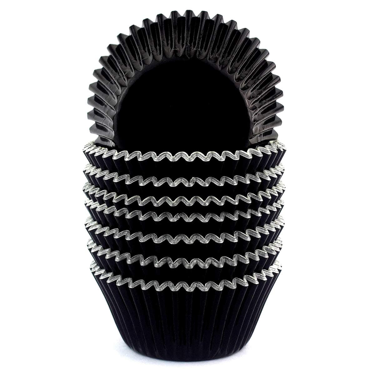 Foil Cupcake Liners Baking Cups Paper Standard Black, 200 Pack