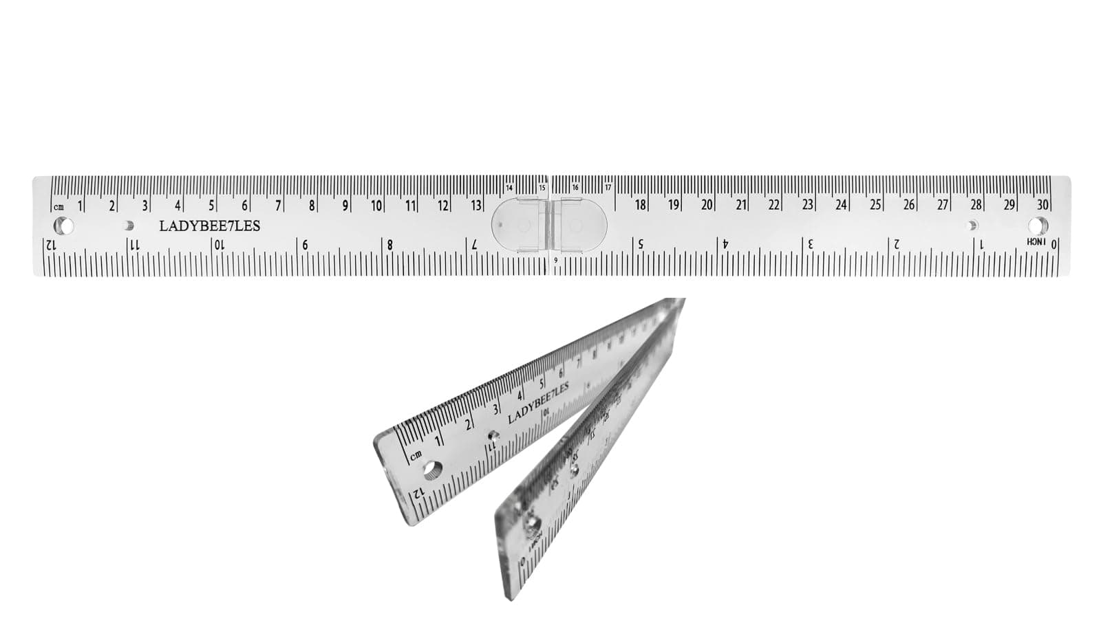 Innovative Design Folding Ruler Pack/1, unfolds to a Length of 30cm (12"), When Folded, it conveniently Reduces to a Compact Size of 15cm(6 "), Clear Ruler 12", Portable and Easy to Carry