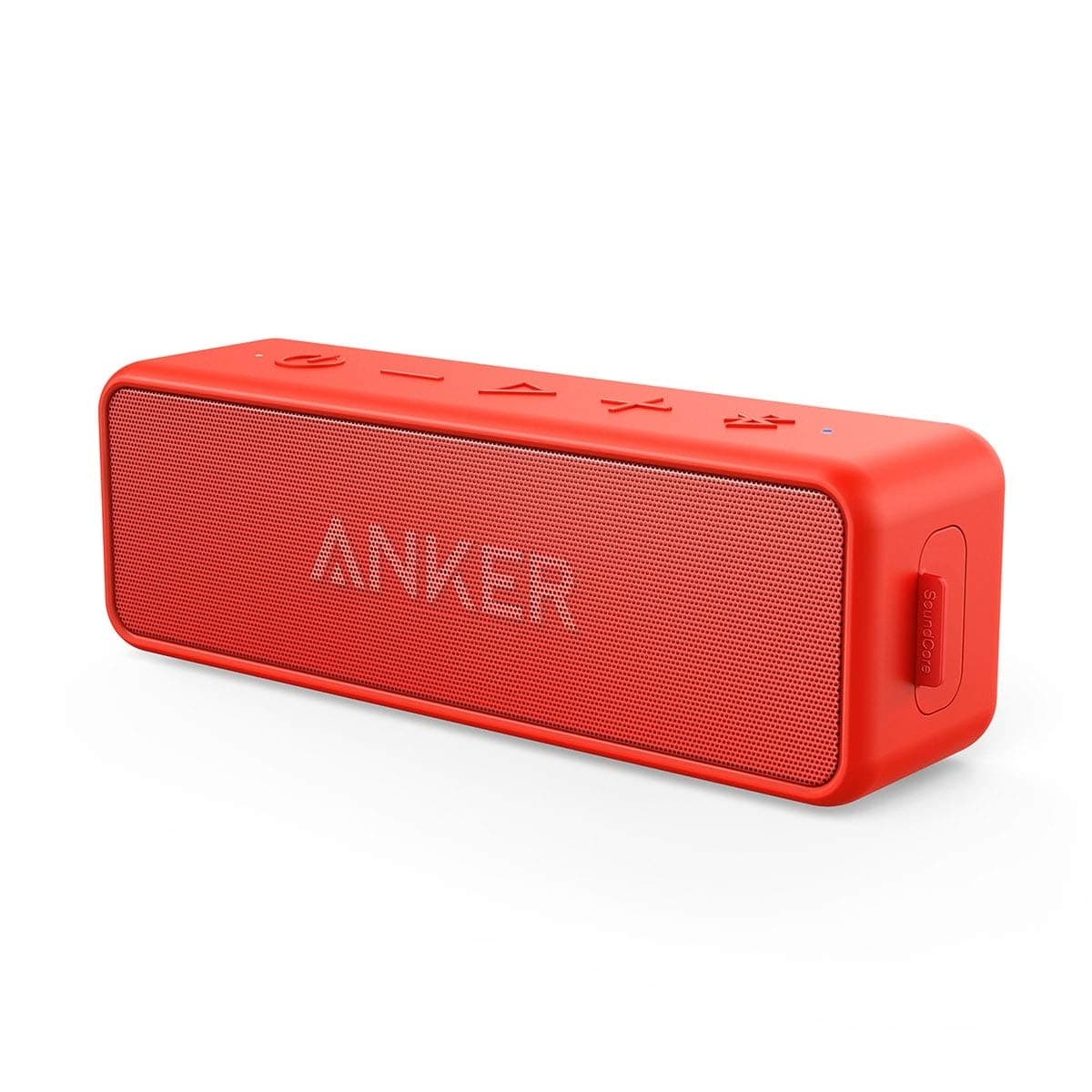 Anker SoundCore 2 Portable Bluetooth Speaker, Wireless, Enhanced Bass, 24-Hour Playtime, 66ft Range, IPX7 Water Resistant, Built-in Mic, Ideal for Travel, Compact and Easy to Use - Red