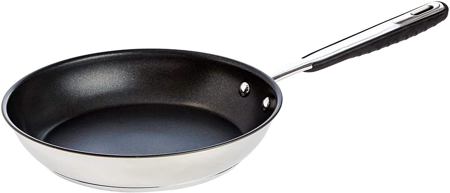 Stainless steel frying pan with non-stick coating, suitable for induction cookers, with comfortable handle, 20 cm, Silver