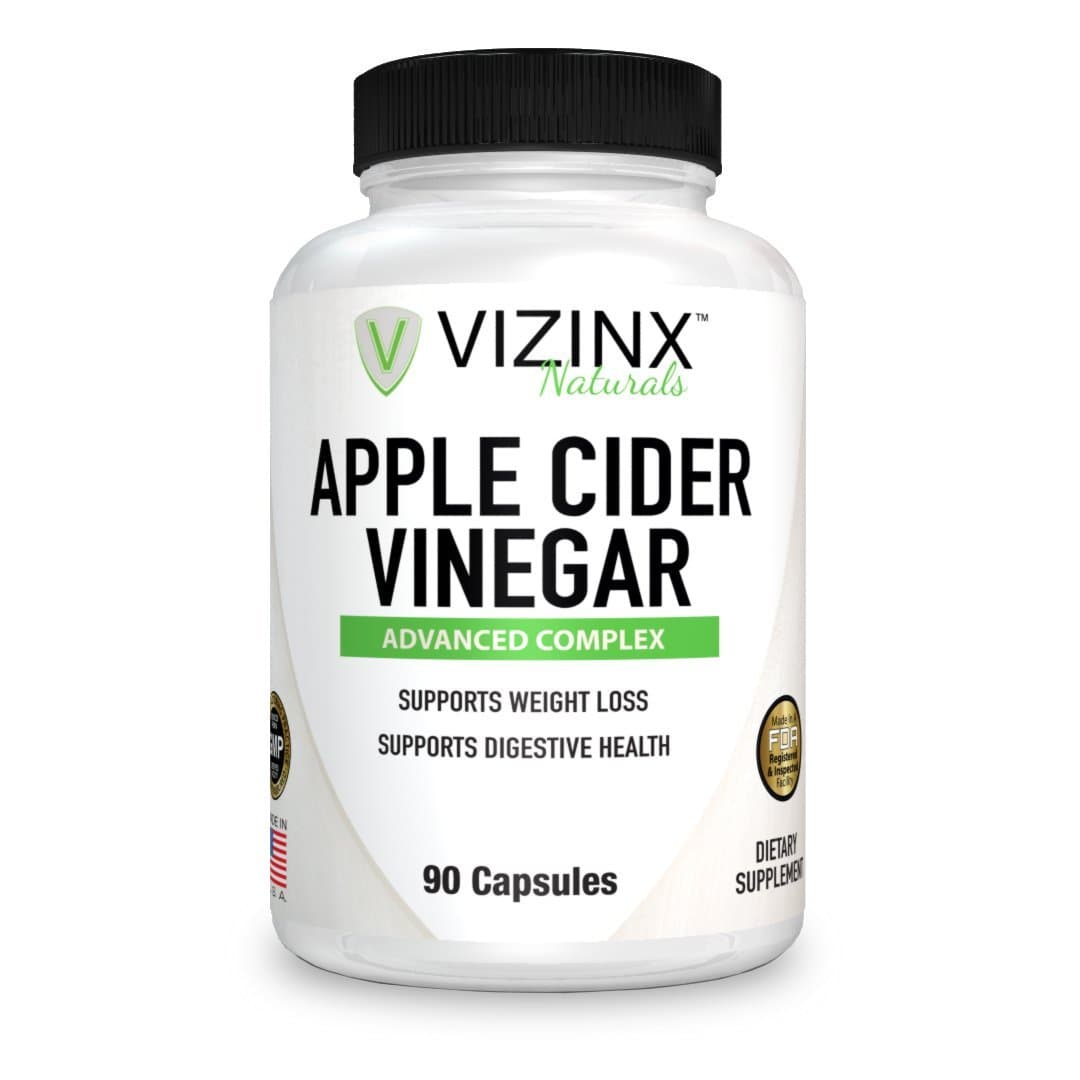VIZINX Apple Cider Vinegar Plus - 90 Caps Includes A Complex of Other Key Nutrients Iodine from Kelp Lecithin Bromelain Spirulina Potassium & B-6