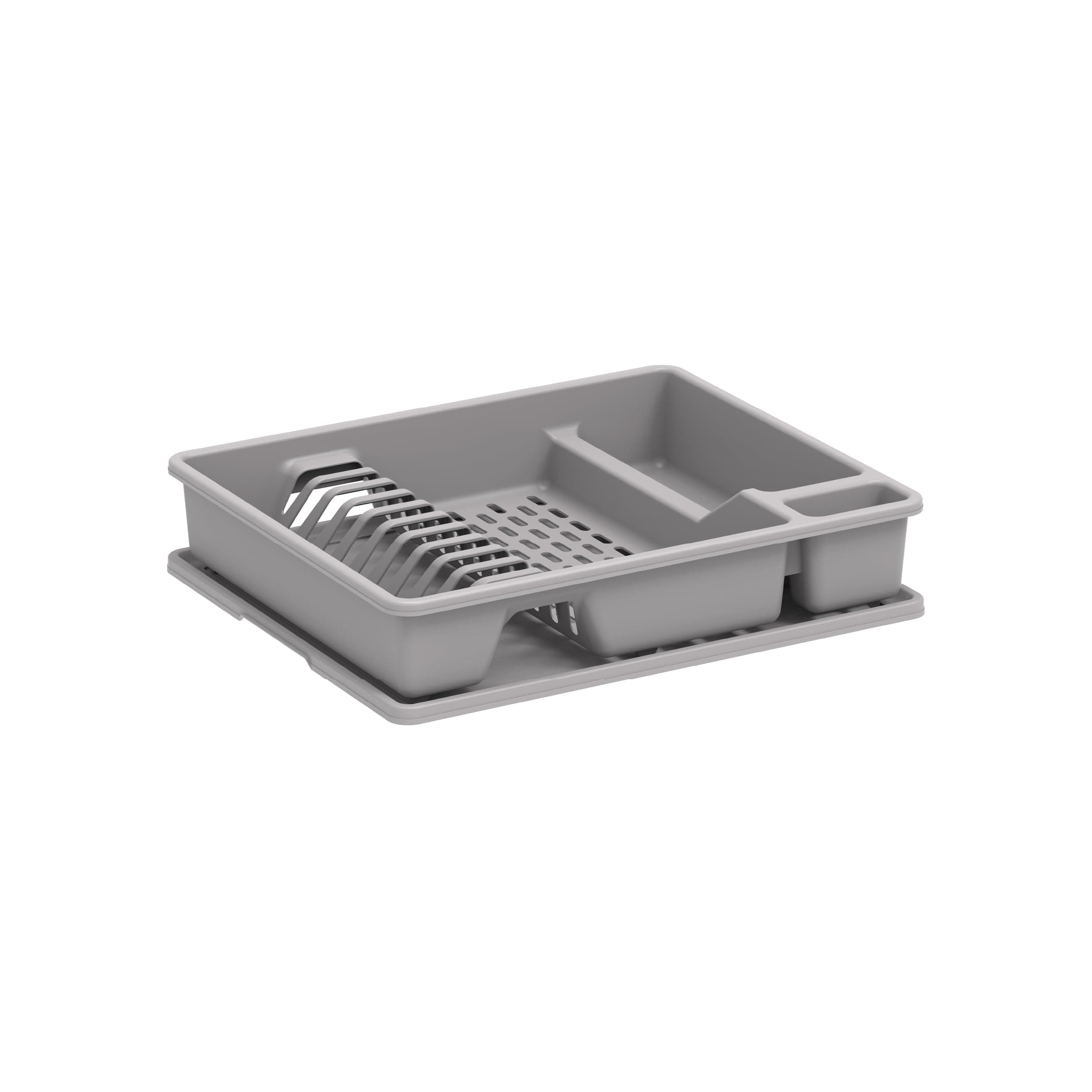 Cosmoplast Deluxe Plastic Dish Rack with Drainer - Grey