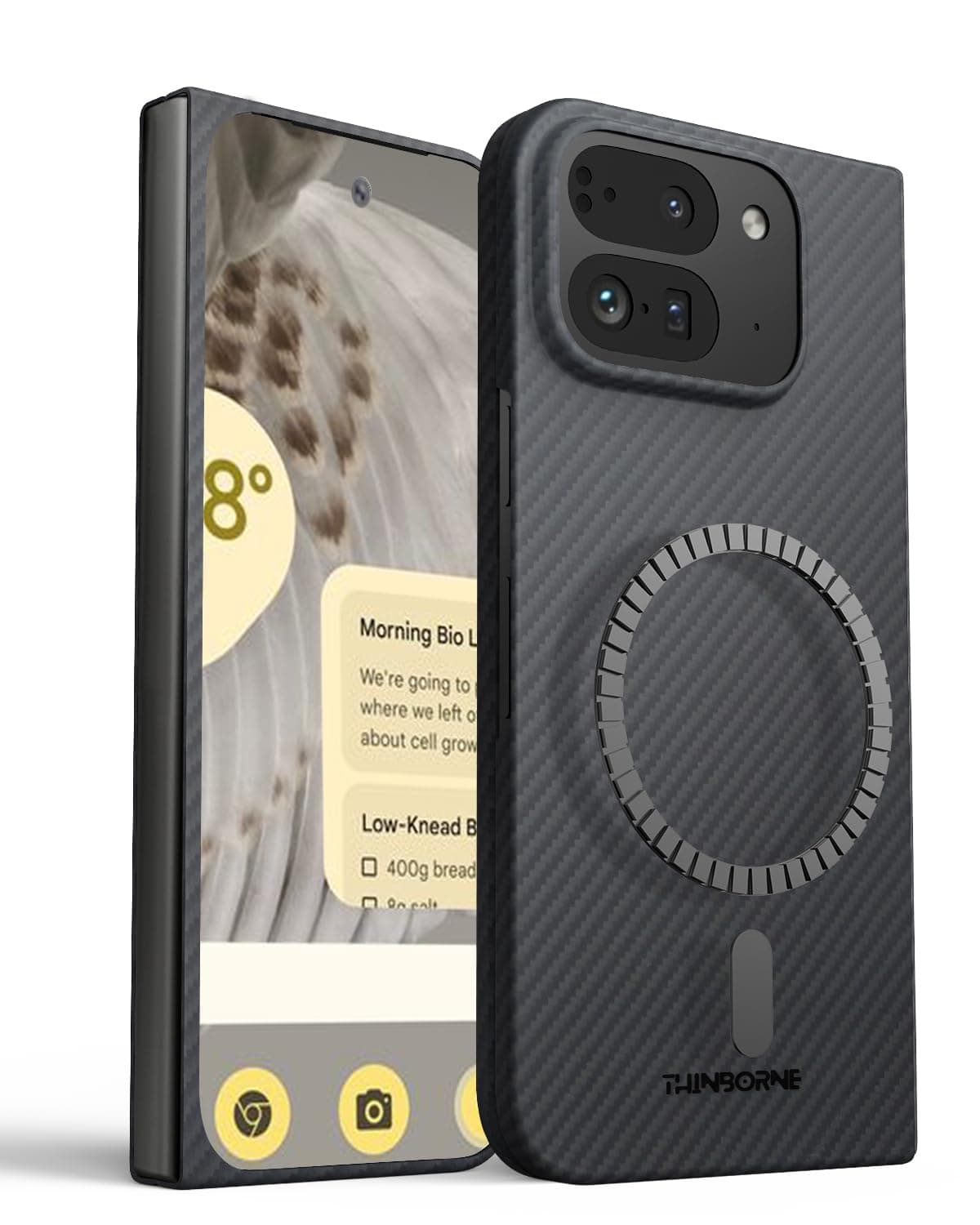 Thinborne Compatible with Pixel 9 Pro Fold Case, [600D Aramid Fiber] [Magnetic] [Ultra Thin] [Minimalist Style] [Carbon Fiber] - Version 2.0